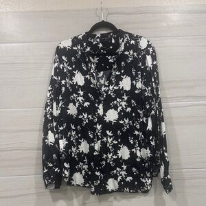 Lane Bryant Black and White Floral Blouse